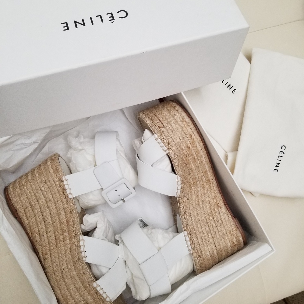 Celine Criss Cross Espadrille Platform Sandals